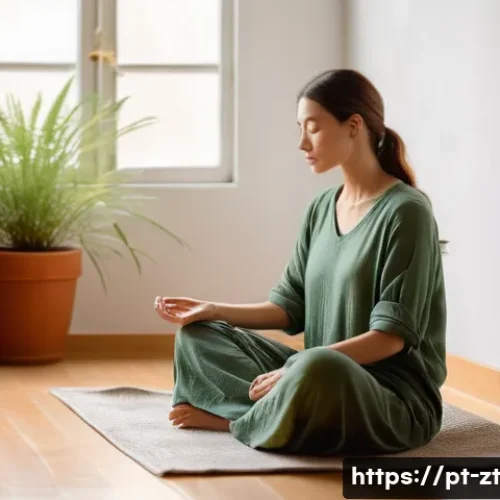 회복탄력성 강화를 위한 웰빙 프로그램 - **Prompt:** A serene and calm woman in her late 20s or early 30s, dressed in loose-fitting, comforta...